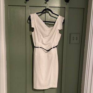 Elegant White Dress with Black Accents - Black Halo